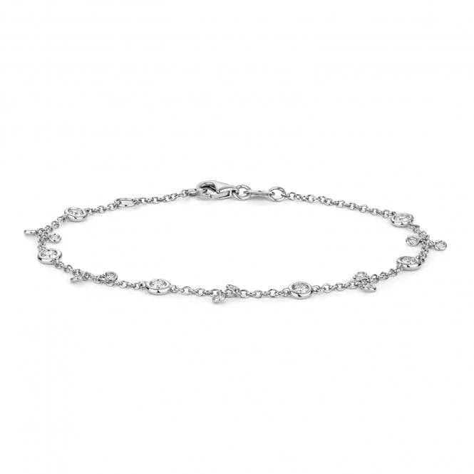 silver bracelet with floral design-Diamond Jewellery 18ct White Gold Diamond Bracelet BDQ032W