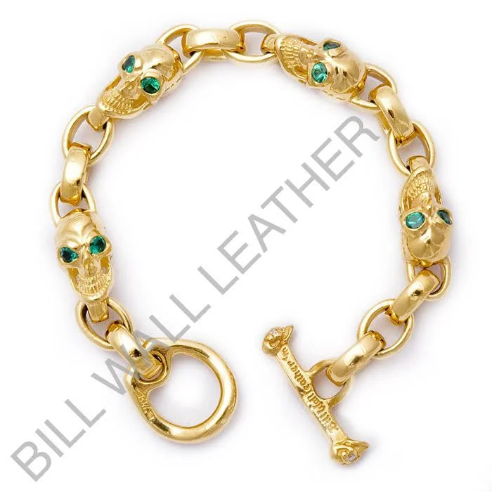 romantic bracelet for anniversary gift-18K Tycoon Bracelet Vintage skull with stones