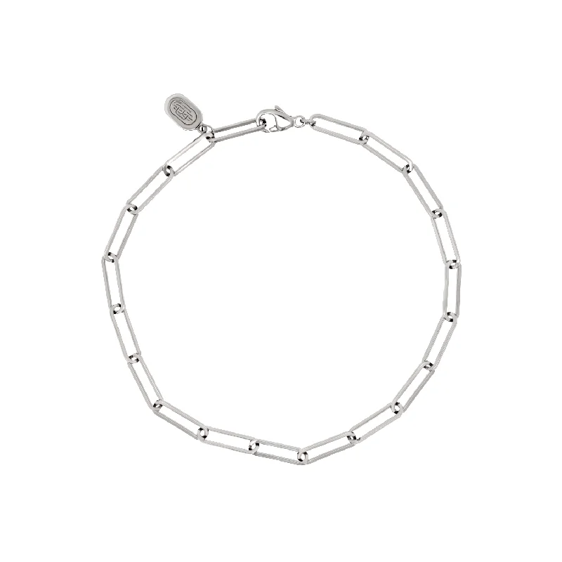 silver bracelet with floral design-Silver Link Bracelet