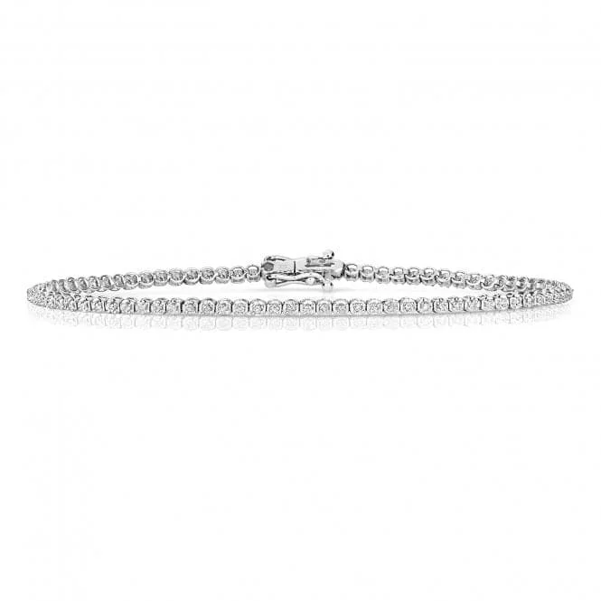 men’s silver bangle bracelet-Diamond Jewellery 9ct White Gold Diamond Bracelet BD024W