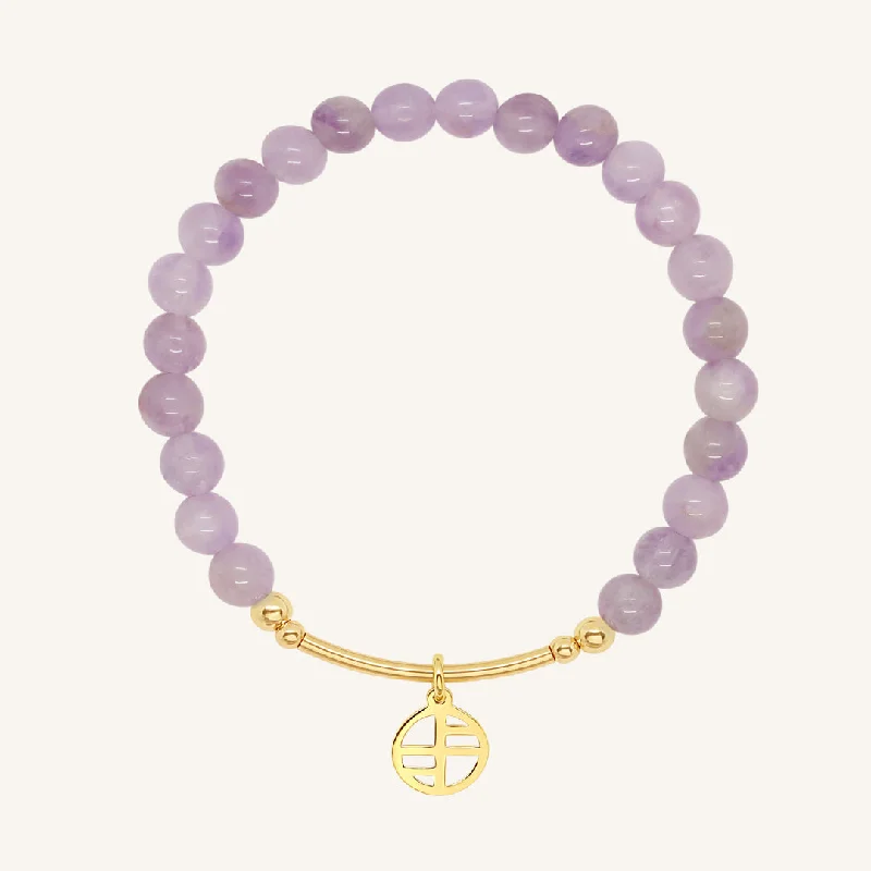 pearl bracelet with gold clasp-Amethyst Charm Bracelet - Stone of Peace