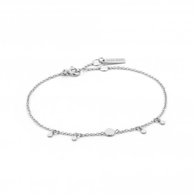 stylish silver bangle bracelet for women-Silver Rhodium Plated Geometry Drop Discs Bracelet B005-03H