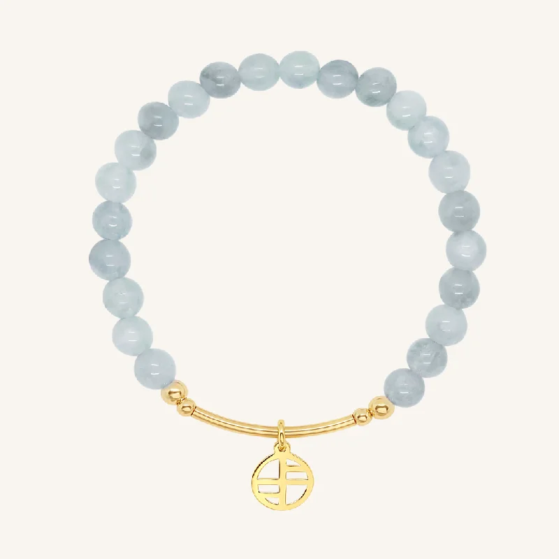 adjustable bracelet for men with engraving-Aquamarine Charm Bracelet - Stone of Serenity