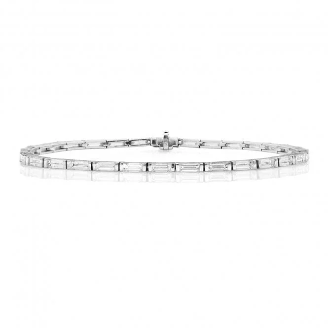 luxury tennis bracelet for weddings-Diamond Jewellery 18CT Gold Diamond Bracelet Baguette BDQ175W