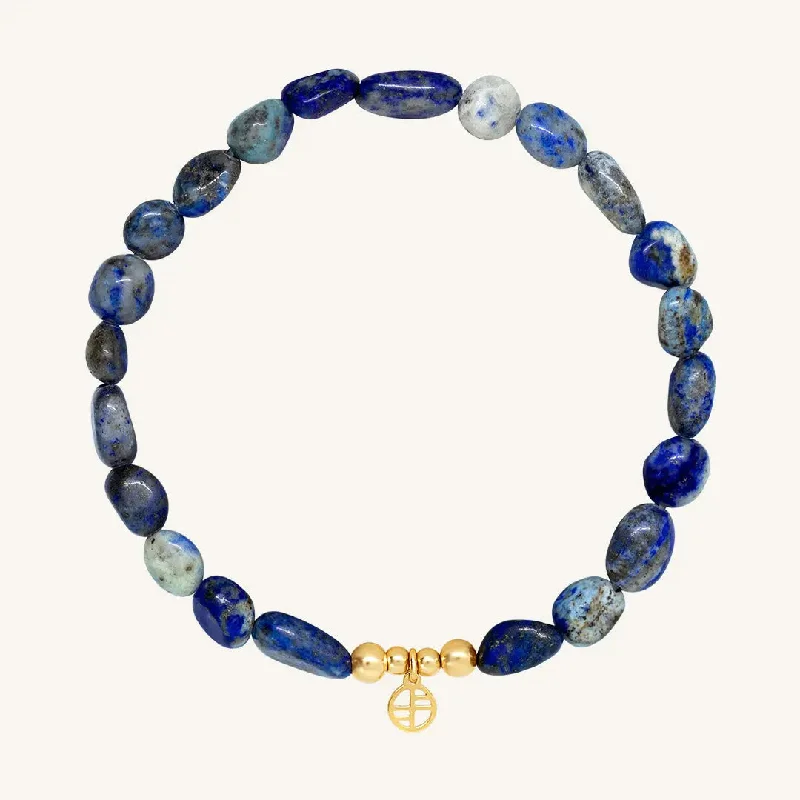 custom gold bracelet with nameplate-Bennett Lapis Bracelet - Stone of Friendship