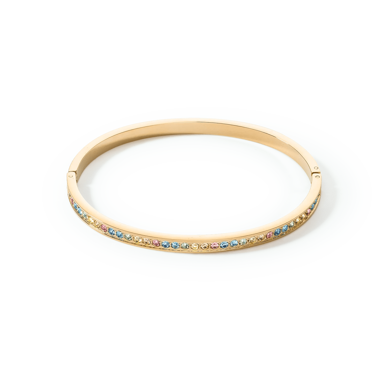 stackable gold bracelet for women-Stainless Steel Crystal Glass Multicolour Pastel Gold Bangle 0127/37-1590