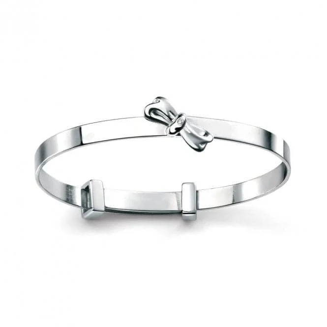 friendship bracelet with initials-Sterling Silver Bow Bangle B4781