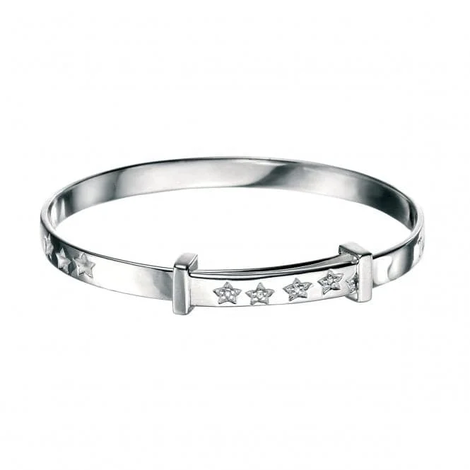 bracelet with motivational charm for men-Sterling Silver Twinkle Twinkle Little Star Bangle B4322