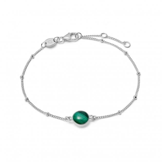 stackable leather bracelet for women-Malachite Healing Stone Sterling Silver Bracelet HBR1009_SLV