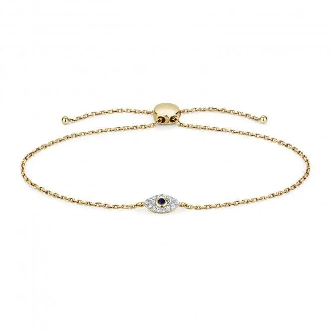 gold bangle bracelet for wedding gift-Diamond Jewellery 9ct Gold Diamond Evil Eye Bracelet BD033