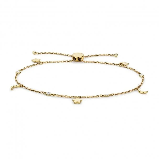 men’s minimalist charm bracelet-Diamond Jewellery 9ct Gold Diamond Star & Moon Bracelet BD031