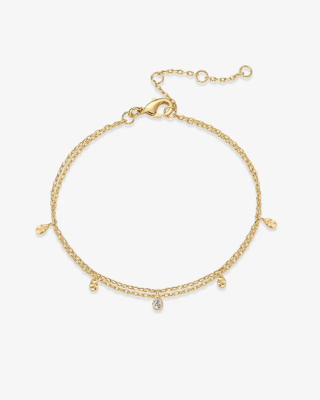 gold bracelet with star charms-Double Wrap Charm Bracelet