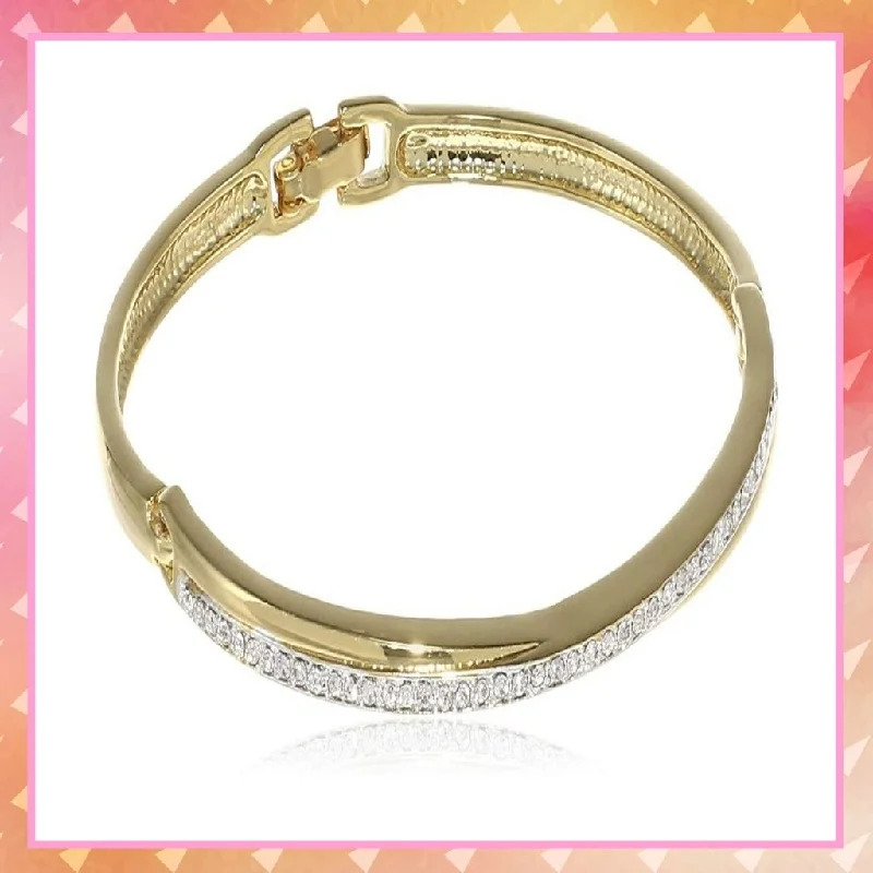 gold bangle bracelet for anniversary-Estele Gold Plated Single Line Cuff Bracelet for women