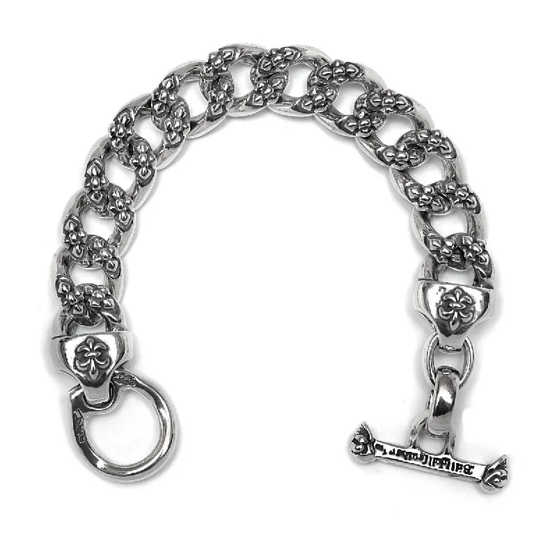 luxury bracelet with custom engraving-Flat Chain w/"C" Cross Bracelet