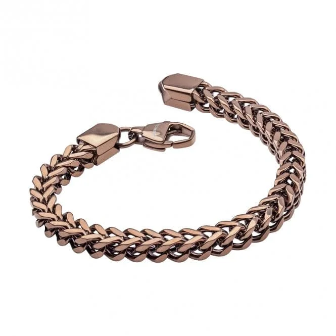 women’s bracelet with engraved initials-Coffee Plated Stainless Steel Box Chevron Bracelet B5468