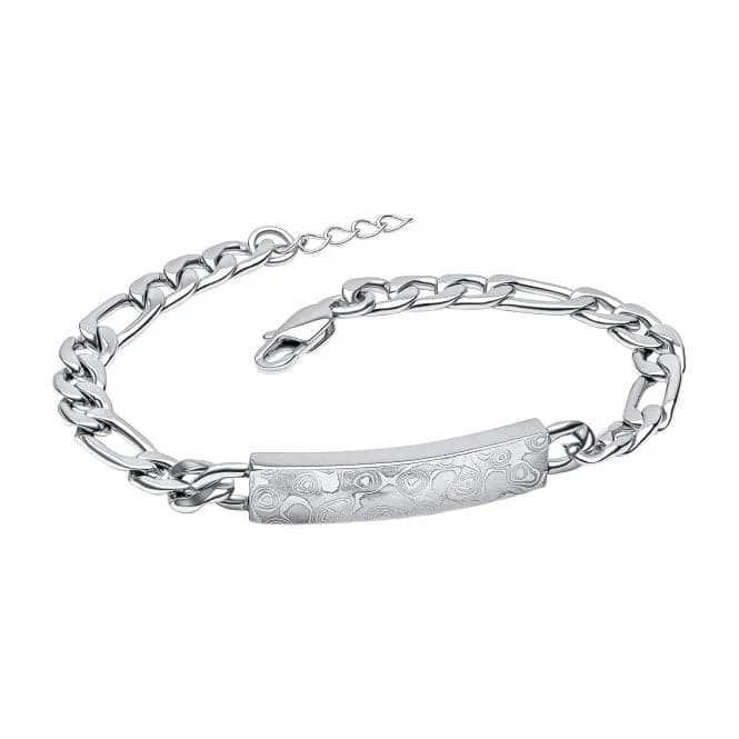 stackable bracelet set for women-Damascus Stainless Steel ID Bar Chain Bracelet B5452