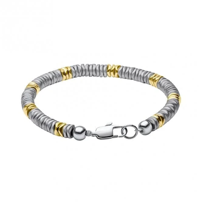 gemstone bracelet with sterling silver clasp-Stainless Steel With Hematite Bracelet B5457