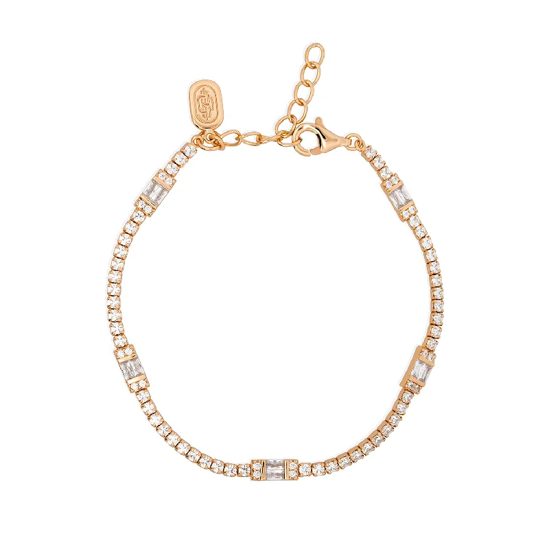 stylish silver bangle bracelet for women-Gold Claribelle Tennis Bracelet