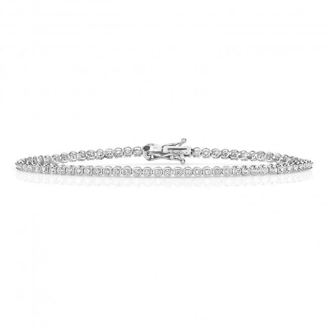 silver bracelet with engravable plate-Diamond Jewellery 9ct White Gold Diamond Bracelet BD026W