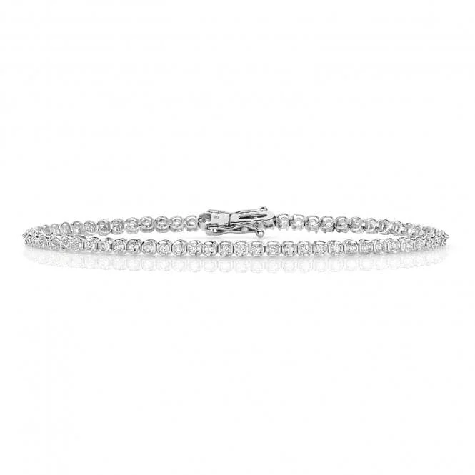 trendy charm bracelet for young women-Diamond Jewellery 9ct White Gold Diamond Bracelet BD027W