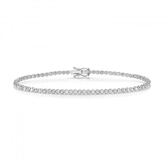 vintage silver bracelet with charm-Diamond Jewellery 9ct White Gold Diamond Bracelet BD040W