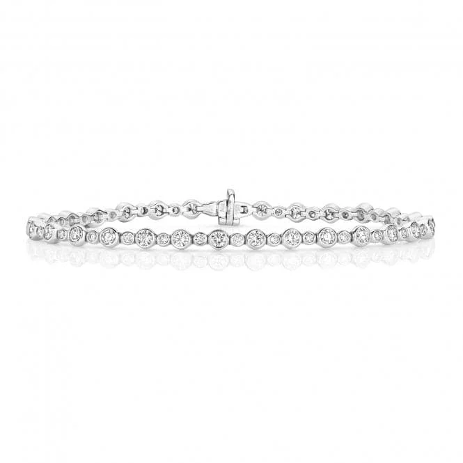 silver bracelet with heart pendant-Diamond Jewellery 18ct White Gold Diamond Bracelet BDQ177W