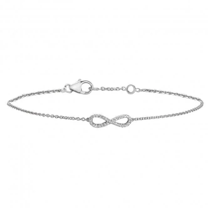 beaded bracelet with chakra stones-Diamond Jewellery 9ct White Gold Diamond Infinity Bracelet BDQ019W