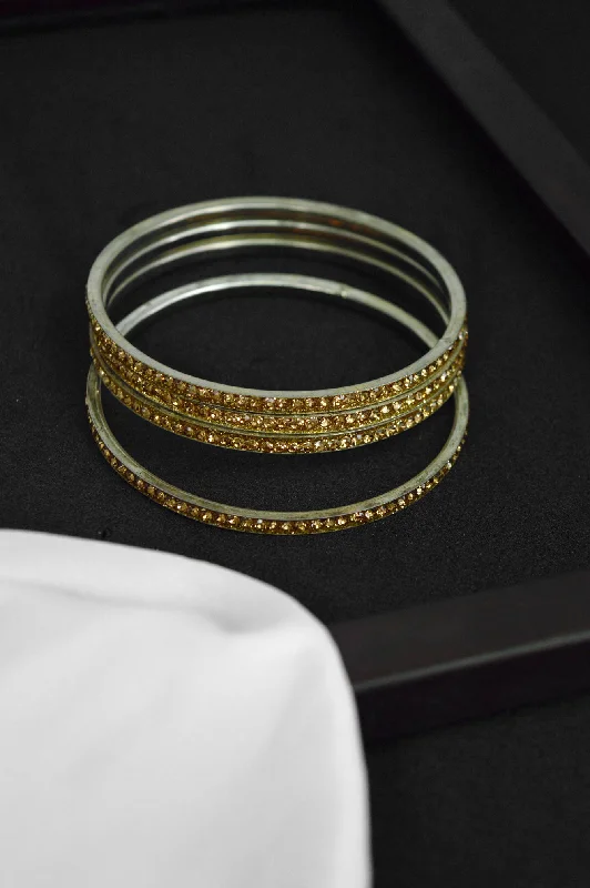 adjustable bracelet for men with engraving-Gold Shimmer Crystals Bangles