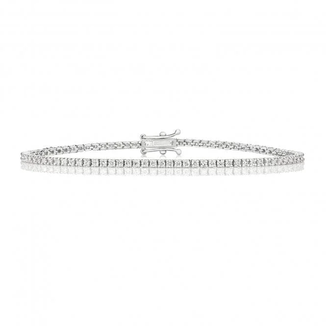 luxury bracelet with custom engraving-Diamond Jewellery 18ct Gold Tennis Bracelet BDQ701W/GH6