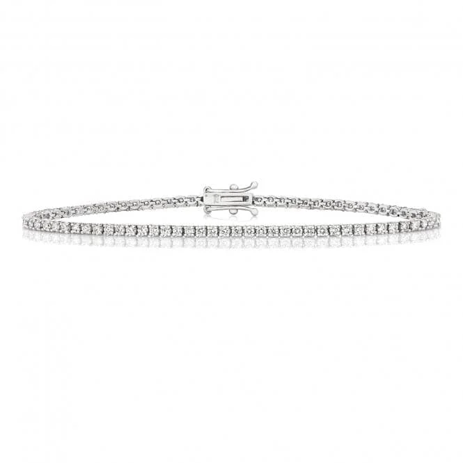 silver cuff bracelet with engravings-Diamond Jewellery 18ct Gold Tennis Bracelet BDQ702W/GH8