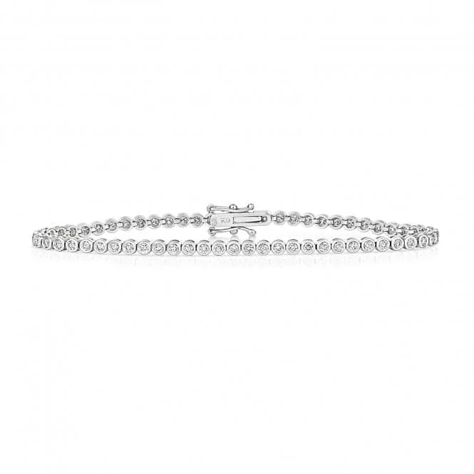 bracelet with crystals for energy-Diamond Jewellery 9ct Gold Tennis Bracelet BDQ726W/FG5