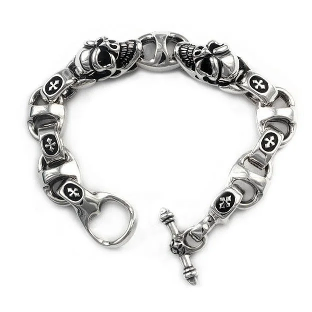 trendy beaded bracelet for women-Good Luck Skull with C-Cross Bracelet