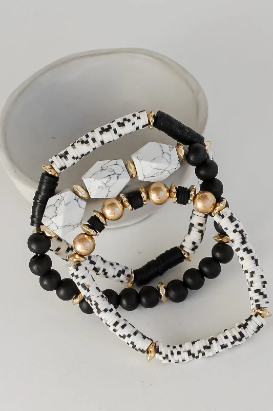 stackable leather bracelet for women-FINAL SALE - Gracie Beaded Bracelet Set