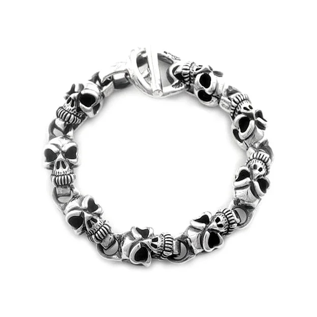 charm bracelet for family reunion-Half Skull Bracelet