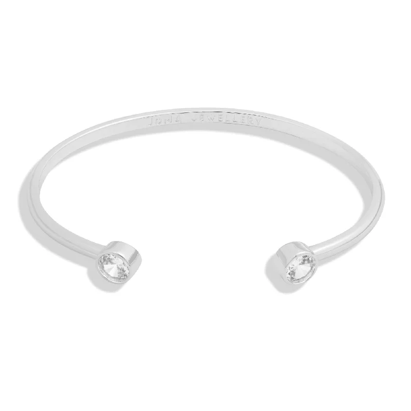 stylish silver bangle bracelet for women-Halo Pearl Cubic Zirconia Silver Plated Bangle 7840