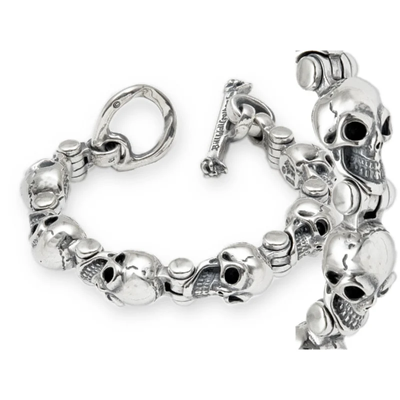 engraved bracelet for couples-Hinged Skull Bracelet