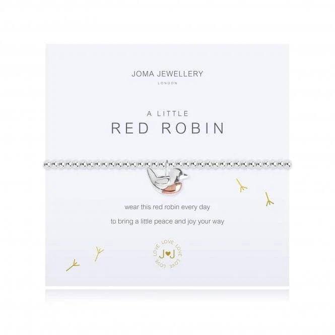 minimalist gold chain bracelet-A Little Red Robin Bracelet 2659