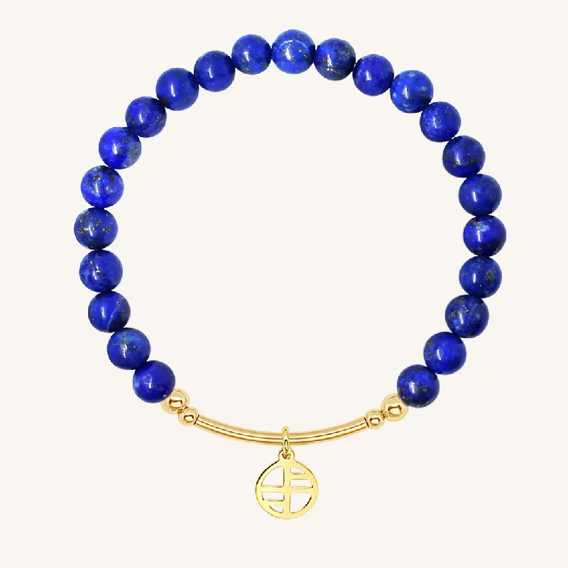 leather bracelet for yoga lovers-Lapis Charm Bracelet - Stone of Friendship