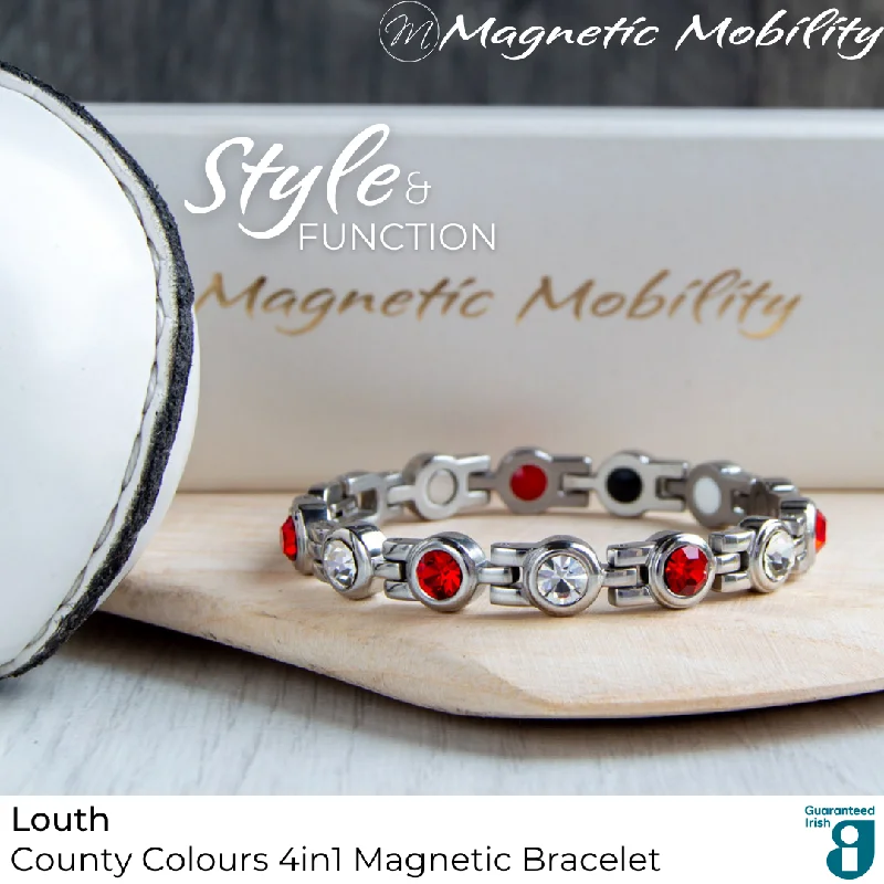 trendy bracelet with stones and beads-Louth GAA County Colours Magnetic Bracelet