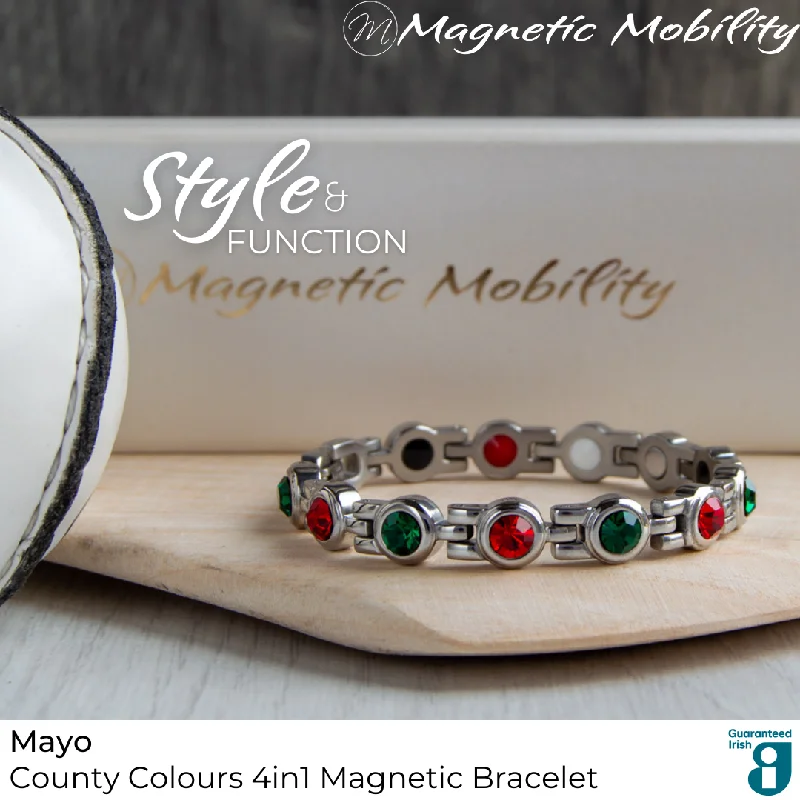 silver bracelet with vintage clasp-Mayo GAA County Colours Magnetic Bracelet