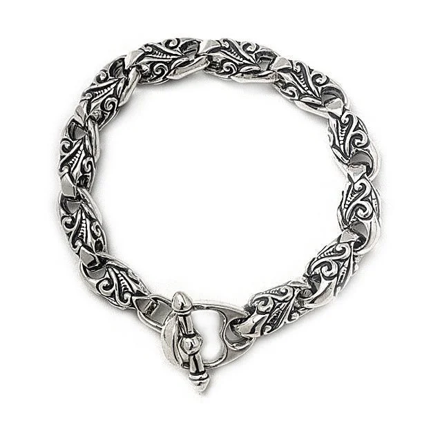 men’s silver bracelet with geometric design-Mid Wave Bracelet