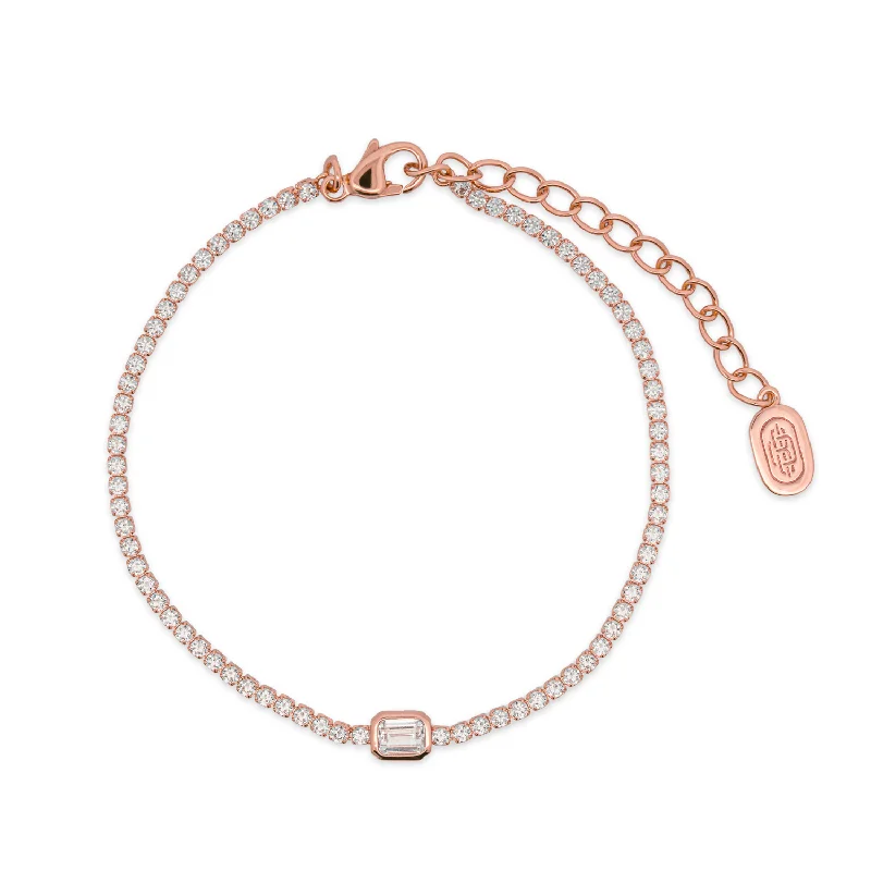 bracelet with charm for friend’s birthday-Rose Gold Blanca Tennis Bracelet