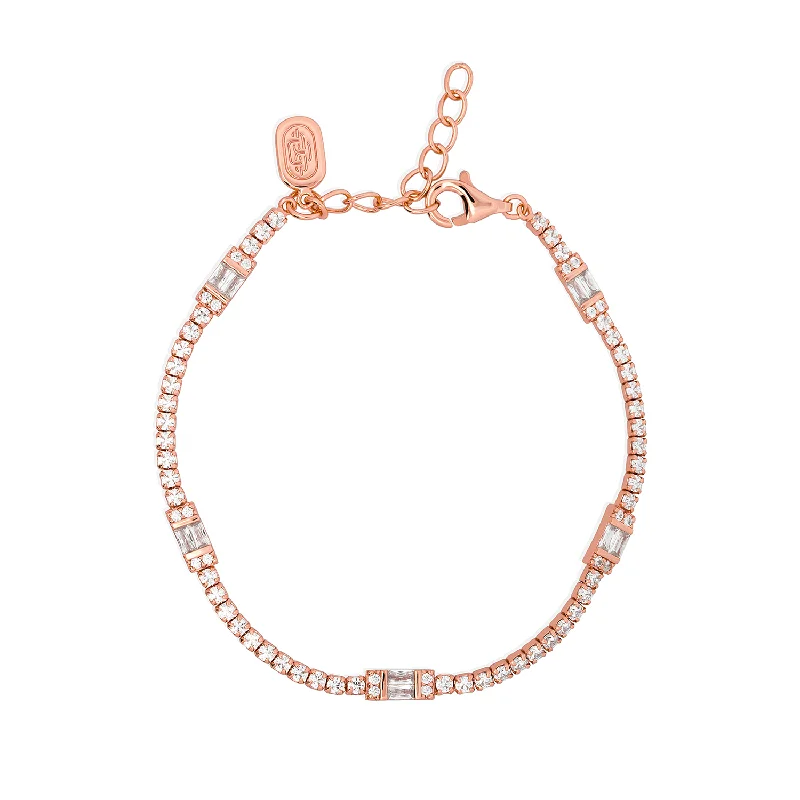 personalized name bracelet for her-Rose Gold Claribelle Tennis Bracelet