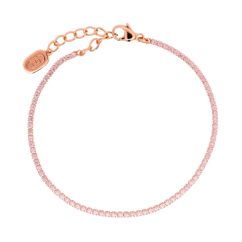 unique bracelet with pearl and crystal-Rose Gold Micro Tennis Bracelet