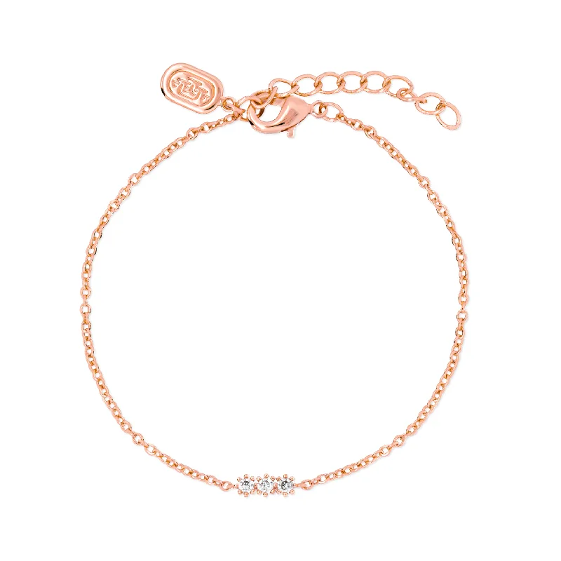 custom leather bracelet for wedding gift-Rose Gold Trio Bracelet