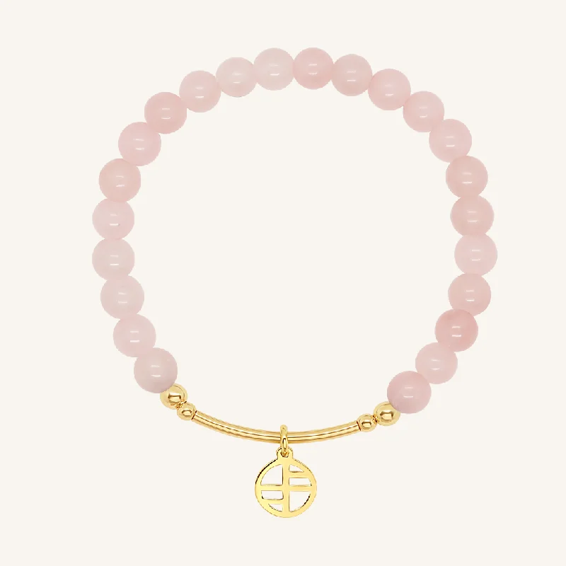 stackable gold bracelet for women-Rose Quartz Charm Bracelet - Stone of Love