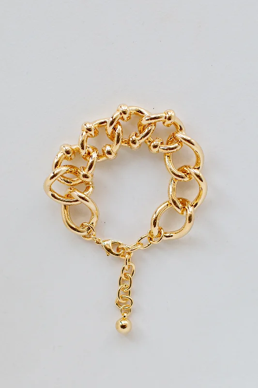 silver chain bracelet with square charms-FINAL SALE - Rosie Gold Chainlink Bracelet