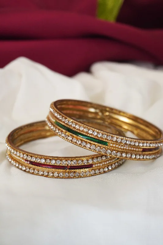 gemstone charm bracelet with message-Sangemarmar Toned 18k Traditional Gold Plated Bangles