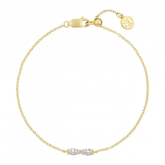 gold charm bracelet with initials-18k gold plated Ellera Ovale Bracelet SJ-B2418-CZ-YG