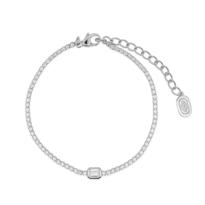 minimalist cuff bracelet for men-Silver Blanca Tennis Bracelet